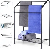Wieszaki łazienkowe - Vilde Wieszak na ręczniki stojący metalowy czarny - miniaturka - grafika 1