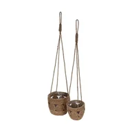 Kwietniki - Home Styling Collection Doniczka osłonka WISZĄCA pleciona kwietnik wiszący BOHO na roślinę kwiat 23 cm 339195-D - miniaturka - grafika 1