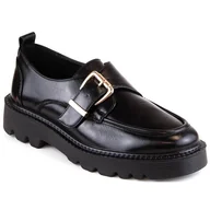 Półbuty damskie - Półbuty damskie na platformie z klamrą czarne Vinceza 58184 - miniaturka - grafika 1