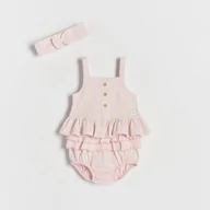 Śpiochy dla niemowląt - Reserved - Bawełniany komplet z opaską - Różowy - miniaturka - grafika 1