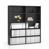 Regały biurowe - B2B Partner Regał biurowy podwójny wysoki SEGMENT, 8 półek, 1660 x 350 x 1880, grafit 611655 - miniaturka - grafika 1