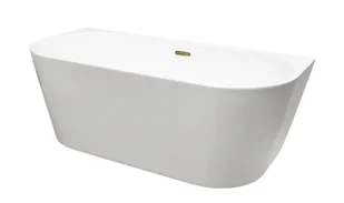 Wanna wolnostojąca Besco Vica New 150x80 cm owalna biały połysk syfon z przelewem slim złoty WAS-150VNZL - Wanny - miniaturka - grafika 1