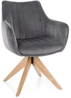Krzesła - Krzesło tapicerowane AZALIA D VELVET szare SIGNAL - miniaturka - grafika 1