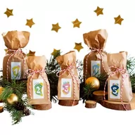 Opakowania i torebki na prezenty - KALENDARZ ADWENTOWY - TOREBKI papierowe kraft - naklejki PASTELOWE czerwony sznurek DIY - miniaturka - grafika 1