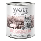 Mokra karma dla psów - Wolf of Wilderness Junior “Expedition”, 6 x 800 g - Muddy Routes - Drób z wieprzowiną - miniaturka - grafika 1
