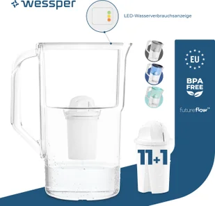 Dzbanek filtrujący do wody Wessper 3,3 l z licznikiem LED Karafka filtrująca Classic kompatybilna z filtrem Brita Classic - biały 12x filtrów w zestawie - Karafki Dzbanek filtrujący do wody Wessper 3,3 l z licznikiem LED Karafka filtrująca Classic kompatybilna z filtrem Brita Classic - biały 12x filtrów w zestawie - Karafki - miniaturka - grafika 1