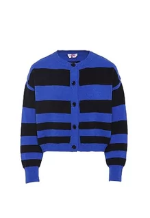 Swetry damskie - myMo Damski modny kardigan w paski akryl królewski niebieski czarny rozmiar XL/XXL, królewski błękit czarny, XL - grafika 1