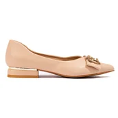 Czółenka - Czółenka damskie Vinceza na płaskim obcasie beżowe beżowy - miniaturka - grafika 1