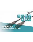 Kable komputerowe i do monitorów - digitus Kabel hybrydowy AOC HDMI 2.0 Premium High Speed Ethernet 4K60Hz UHD HDMI D/A HDMI D/A M/M z odłączanym wtykiem, 15m, Czarny - miniaturka - grafika 1