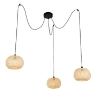 Lampy sufitowe - QAZQA Orientalna zewnętrzna lampa wisząca bambusowa 3-punktowa IP44 - Rafael - miniaturka - grafika 1