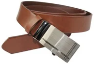 Paski - Pasek Męski Skórzany Arucce (PL) Skóra Licowa EXTRA 35 mm CIEMNY BRĄZOWY Gładki Klamra Bezniklowa Samozaciskowa SREBRNA 35 - miniaturka - grafika 1