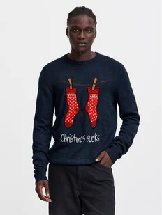 Blend Sweter 20717599 Granatowy Regular Fit - Swetry męskie - miniaturka - grafika 1