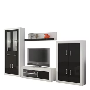 Meblościanka 10 Verin MebloCross Biały Mat / Czarny Połysk - Inne meble do salonu - miniaturka - grafika 1