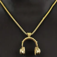 Naszyjniki - Naszyjnik chain słuchawki headphones rap prezent streetwear - miniaturka - grafika 1