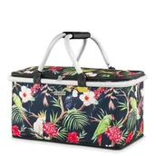 Kosze wiklinowe - Zagatto, Kosz Piknikowy Koszyk Termiczny Składany W Kwiatowy Wzór - miniaturka - grafika 1