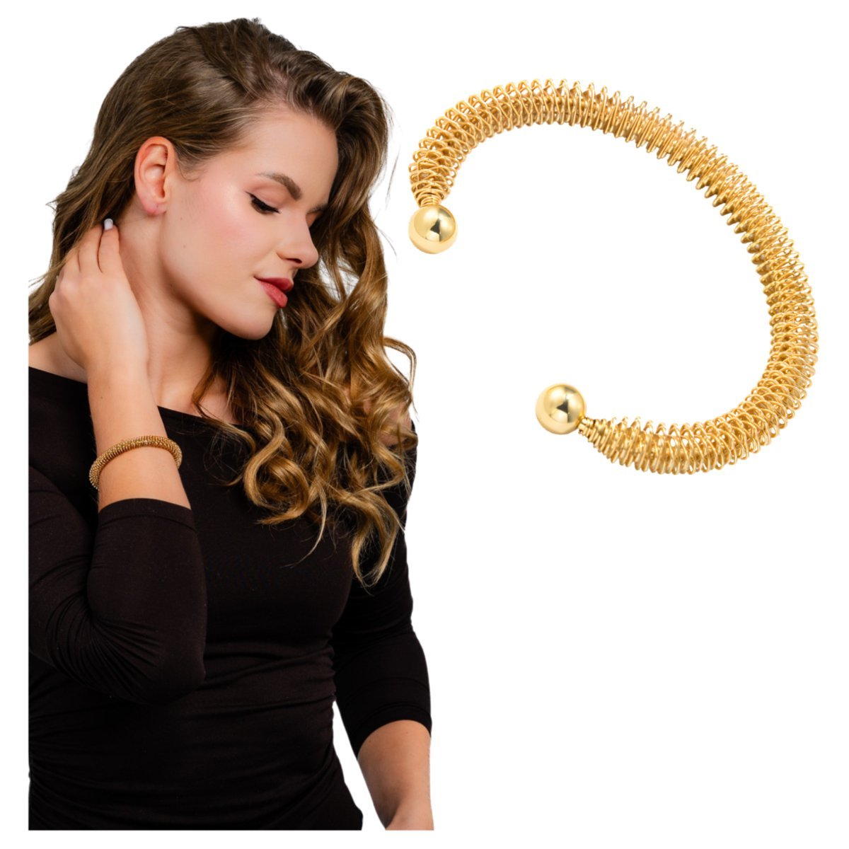 Bransoletka złota ZE STALI CHIRURGICZNEJ 316L zjawiskowa damska POZŁACANA