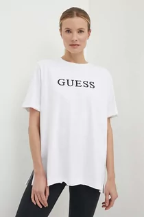 Koszulki sportowe damskie - Guess t-shirt bawełniany ATHENA damski kolor biały V4GI12 KC641 - grafika 1