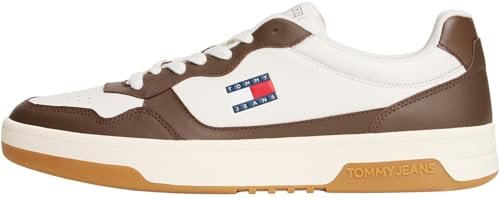 Tommy Jeans Męska (nowa) TJM Cupsole Leather ESS EM0EM01443 Low Top, biała (kość słoniowa/aksamitny brąz), 6,5 UK, Biały, kość słoniowa, aksamitny, brązowy, 40 EU