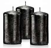 Świece - Świeczki ozdobne zestaw 3 świec walec 10/6 czarny - miniaturka - grafika 1