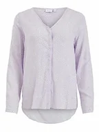 Bluzki damskie - Vila Damska bluzka Vipaya z dekoltem w serek L/S, Pastel Lilac/Aop: sally, 40 - miniaturka - grafika 1