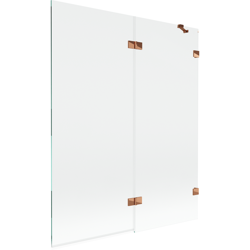 Mexen Lunar parawan nawannowy 2-skrzydłowy prawy 140 x 150 cm, transparent, różowe złoto - 897-140-100-60-00-P