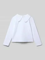 Koszulki dla dziewczynek - Bluzka z długim rękawem o kroju regular fit z czystej bawełny model ‘Knit’ - miniaturka - grafika 1