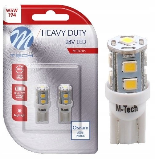 2x Żarówka W5w Led Osram M-tech 24v T10 Dioda Biała M-tech