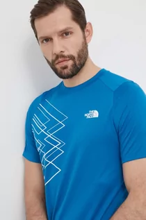 Koszulki męskie - The North Face t-shirt sportowy Mountain Athletics kolor niebieski z nadrukiem NF0A87JKXIJ1 - grafika 1