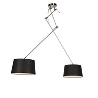 Lampy sufitowe - QAZQA Lampa wisząca regulowana stal klosz lniany czarny 35cm - Blitz I - miniaturka - grafika 1
