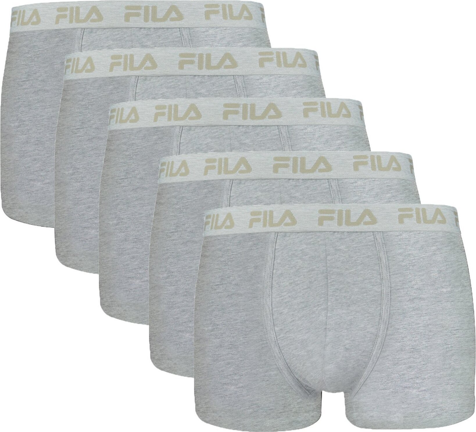 Bokserki męskie FILA, 5-pak - logo w pasie, miejskie, bawełna stretch, gładkie szare 2XL