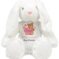 Maskotki i pluszaki - KRÓLICZEK PRZYTULANKA Dla Dziecka Personalizwoane DATA NARODZIN Różowe Wz - miniaturka - grafika 1