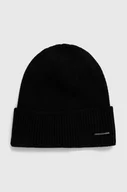Czapki męskie - Calvin Klein czapka z domieszką kaszmiru kolor czarny z cienkiej dzianiny - miniaturka - grafika 1