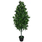 Sztuczne drzewka - Leaf Design UK 120 cm (4 m) Sztuczna piramida z drzewem wykuszowym Topiary bardzo duża czarna plastikowa doniczka, zielony stożek - miniaturka - grafika 1