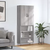 Szafki nocne - vidaXL Witrynka szary dąb sonoma 69,5x34x180cm materiał drewnopochodny - miniaturka - grafika 1