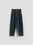 Spodnie i spodenki dla dziewczynek - Reserved - Jeansy paperbag - granatowy - miniaturka - grafika 1