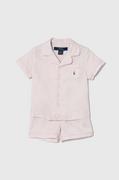 Piżamy dla dziewczynek - Polo Ralph Lauren piżama bawełniana dziecięca kolor różowy gładka - miniaturka - grafika 1