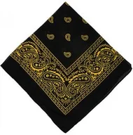 Apaszki i szaliki damskie - Chustka bawełniana chusta bandamka dzieci dorośli czarna z ŻÓŁTYM - miniaturka - grafika 1