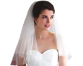 Ozdoby do włosów - Długi welon ślubny biały podwójny na ślub lamówka - miniaturka - grafika 1