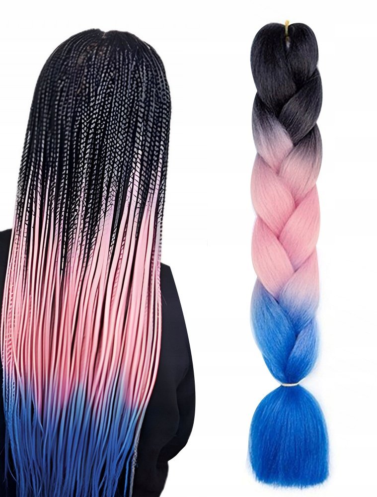 Włosy Syntetyczne Warkocze Dredy Pasma 3 Kolorowe