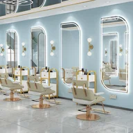 Meble fryzjerskie - Konsola konsoleta fryzjerska barberska lustro fryzjerskie LED rama aluminiowa 170x70 STD - miniaturka - grafika 1