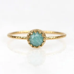 Złoty pierścionek Petite z amazonitem - Pierścionki - miniaturka - grafika 1