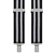 Dodatki do ubrań - Szelki do spodni w kolorze czarno-białym w paski EM 1 - EM Men's Accessories - miniaturka - grafika 1