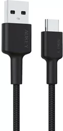 Aukey Kabel nylonowy USB-A do USB-C 2.0, QC, 15W, 90cm, czarny - Kable USB - miniaturka - grafika 1