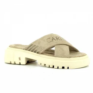 Beżowe zamszowe klapki CARINII - Carinii - Klapki i japonki damskie - miniaturka - grafika 1