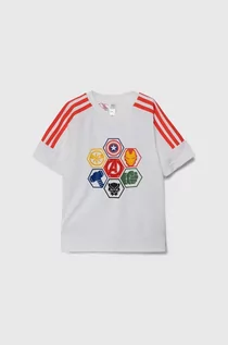 Koszulki dla chłopców - adidas t-shirt dziecięcy x Marvel kolor biały z nadrukiem - grafika 1