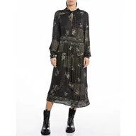 Sukienki - Replay Damska sukienka maxi, 010 Dark Brown/Cream, XL - miniaturka - grafika 1