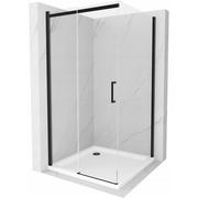Kabiny prysznicowe - Mexen Omega kabina prysznicowa rozsuwana 100x100 cm, transparent, czarna + brodzik Flat, biały - miniaturka - grafika 1