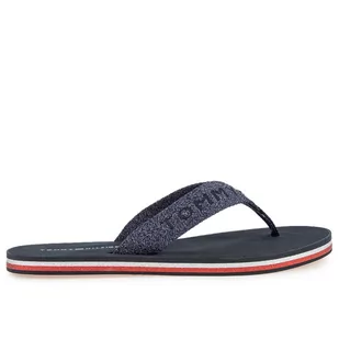 Klapki Tommy Hilfiger Glitter Logo Strap Flip-Flops FW0FW06423-DW5 - granatowe - Klapki i japonki damskie - miniaturka - grafika 1
