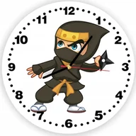 Wyposażenie pokoiku dziecięcego - naSciane Zegar ścienny czarny NINJA wojownik na prezent - miniaturka - grafika 1