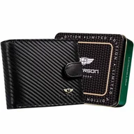 Portfele - Czarny skórzany portfel męski Carbon Peterson, 9,5 x 12 x 3 cm - miniaturka - grafika 1